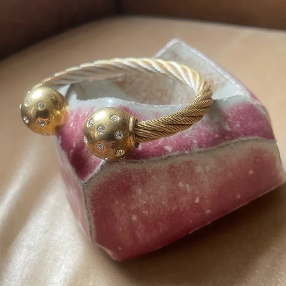 Vintage rhinestone ball cuff rope bracelet - Picture 13 of 13